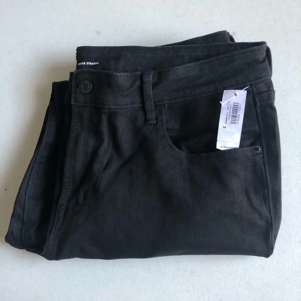 Old Navy Power Straight Black Jeans - Size 16 - Picture 4 of 6
